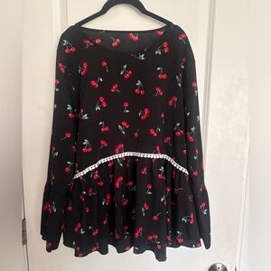 Cherry Print Peplum Blouse – Size 1XL